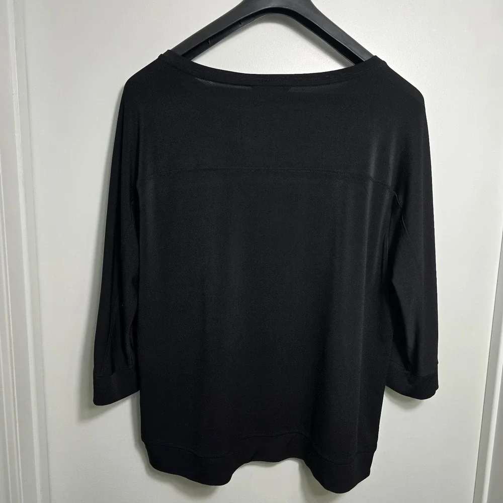 Banana Republic Women's Long Sleeve Top Size L Black Stretch Knit